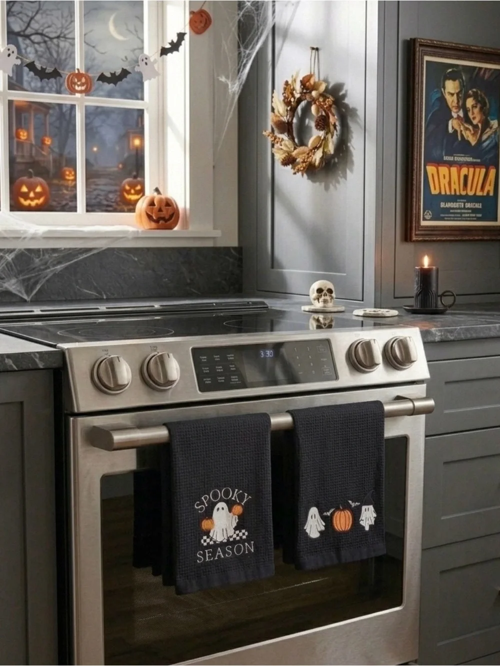 Black 'Spooky Season' Halloween Kitchen Towels - Home Kitchen